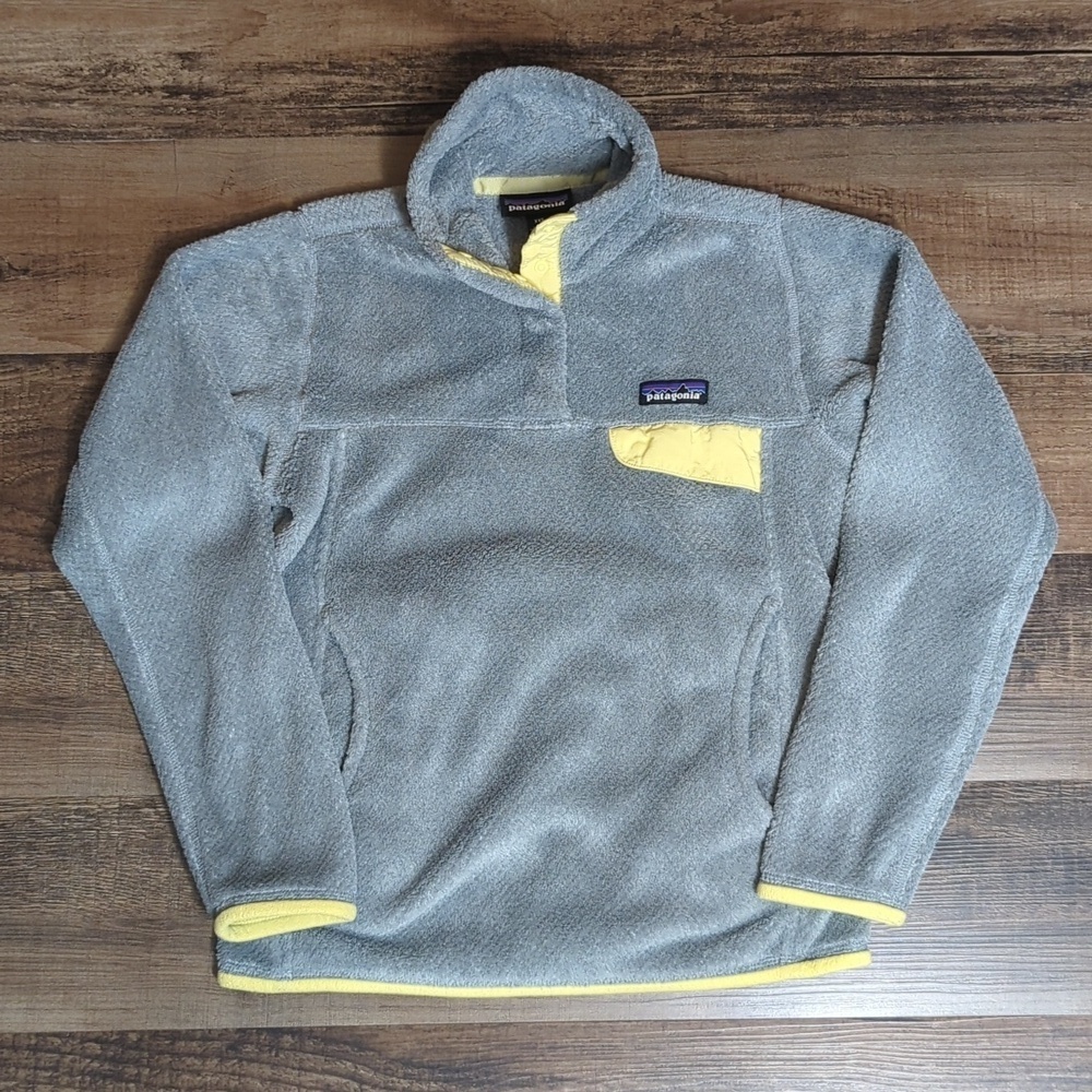 Patagonia ReTool Snap-T Fleece Pullover Sweater Size XXSmall in Grey/Marigold